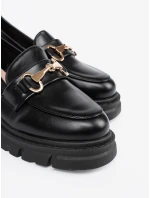 Krásné dámské černé mokasíny platforma Krásné dámské černé mokasíny platforma