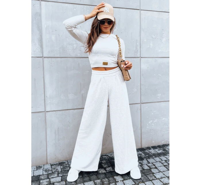 Dámský komplet širokých kalhot a crop topu ASTRAL ALLURE světle béžový Dstreet AY0906