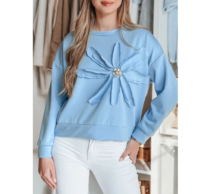 Dámská oversize mikina s květinou PETITKA modrá FashionStreet BY1385
