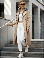 Dámský dvouřadový trenčkot s kapucí FashionStreet camel TY5656