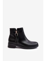 Ploché Dámské Kožené Boty Černé model 21638303 - EVENTO Ploché Dámské Kožené Boty Černé model 21638303 - EVENTO