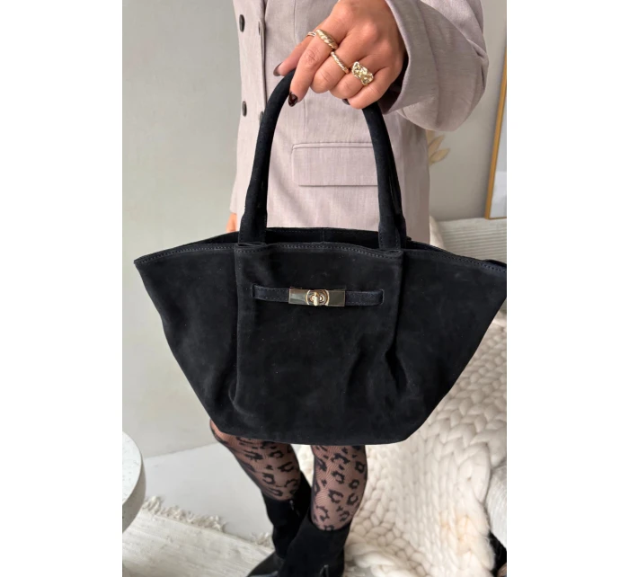 Kožená semišová kabelka Černá model 21728385 - Boto Kožená semišová kabelka Černá model 21728385 - Boto