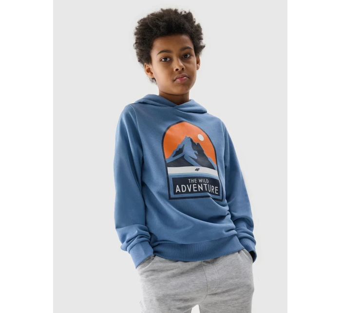 Chlapecká mikina s kapucí 4F - modrá Chlapecká mikina s kapucí 4F - modrá