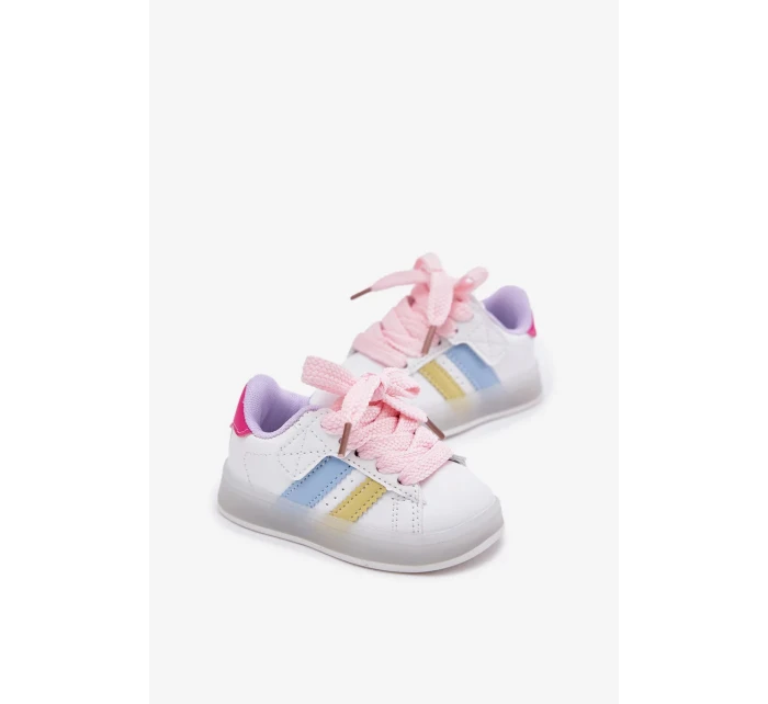 Dětské sportovní sneakers se svítící podrážkou Arielle – bílo-růžové