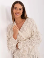 Dámský svetr Jumper MI SW 0820.85 Světle béžový - FPrice Dámský svetr Jumper MI SW 0820.85 Světle béžový - FPrice