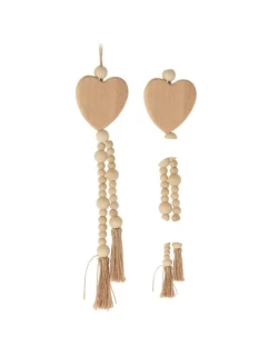 DEKORATIVNÍ PŘÍVĚSEK BOHO EKO PŘÍRODA DŘEVĚNÉ SRDCE