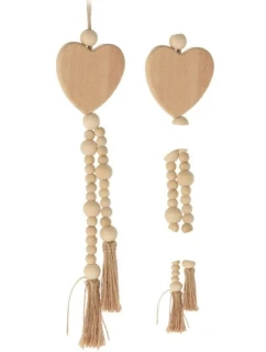 DEKORATIVNÍ PŘÍVĚSEK BOHO EKO PŘÍRODA DŘEVĚNÉ SRDCE