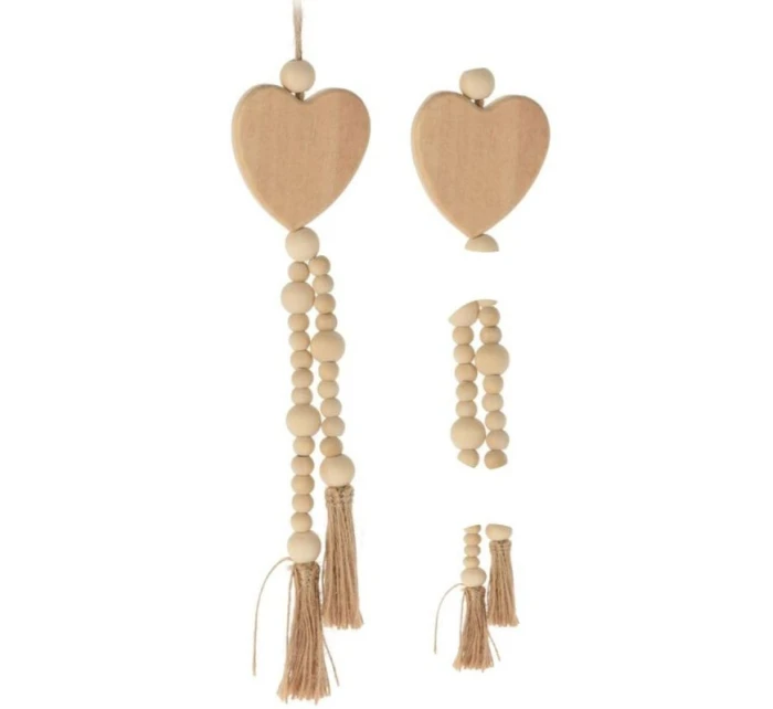 DEKORATIVNÍ PŘÍVĚSEK BOHO EKO PŘÍRODA DŘEVĚNÉ SRDCE