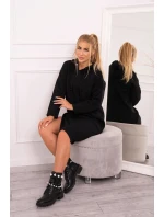 Šaty s kapucí a bočním rozparkem černé Šaty s kapucí a bočním rozparkem černé