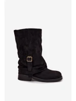 Dámské kozačky s  lemem do  s přezkou Černé model 21715266 - Boto