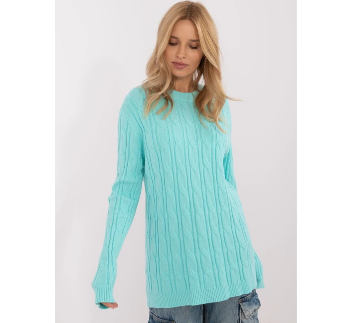 Sweter AT SW model 20463759 mietowy - FPrice Sweter AT SW model 20463759 mietowy - FPrice
