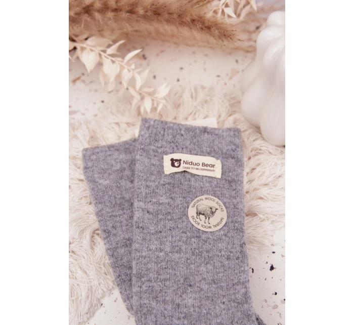 Dámské teplé vlněné ponožky s nášivkou – šedé Dámské teplé vlněné ponožky s nášivkou – šedé