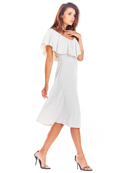 Dámské společenské šaty model 18523050 béžové - awama Dámské společenské šaty model 18523050 béžové - awama