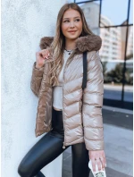 Dámská prošívaná zimní bunda s kapucí MIRIAL tmavě béžová FashionStreet TY3771
