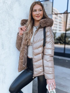 Dámská prošívaná zimní bunda s kapucí MIRIAL tmavě béžová FashionStreet TY3771