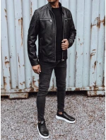 Pánská přechodná kožená bunda černá Dstreet TX4731