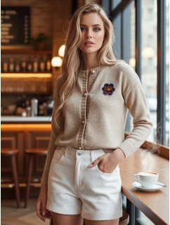 Dámský svetr s výšivkou béžový Dstreet model 21988247 - FashionStreet