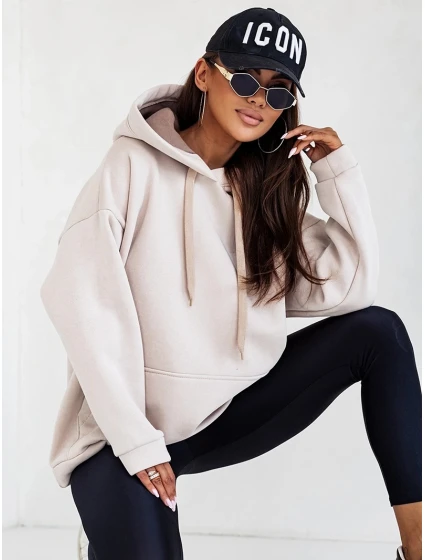 Béžová hrubší dámská klokaní mikina model 20524382 - Moon Béžová hrubší dámská klokaní mikina model 20524382 - Moon