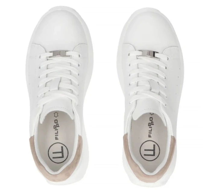 Dámské kožené polobotky na platformě bílé model 21960298 - FILIPPO Dámské kožené polobotky na platformě bílé model 21960298 - FILIPPO