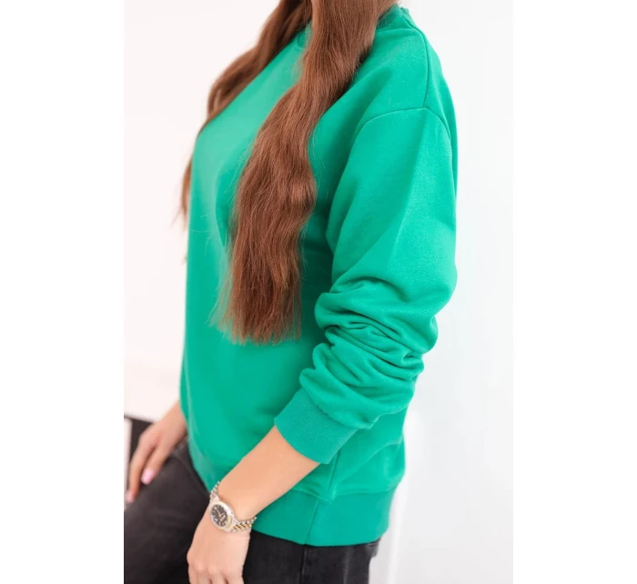 Dámská mikina s model 21494939 výstřihem basic z bavlny světle zelená - K-Fashion