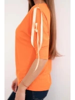 Dámská viskózová blůza s ozdobnými stuhami oranžová Dámská viskózová blůza s ozdobnými stuhami oranžová