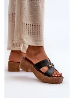 Zazoo 40412 Kožené Elegantní Dámské Žabky S Zlatým Ozdobou Černé