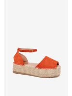 Dámské espadrilky na platformě s pletením oranžové Selise