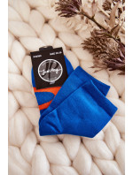 Dámské bavlněné ponožky oranžove vzor modre