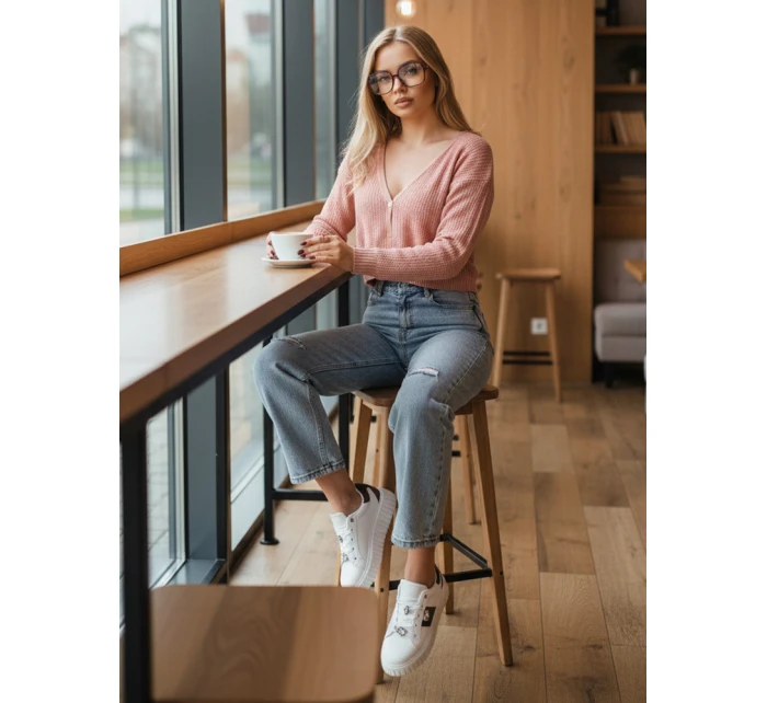 Dámský prolamovaný svetr GOFFY peach FashionStreet MY2279