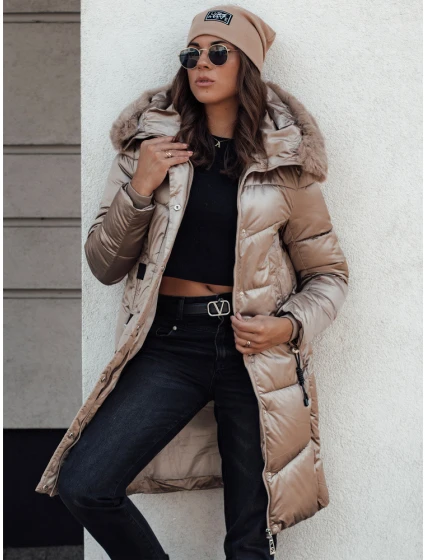 Dámská prošívaná zimní bunda s kapucí ULTRAWAY camel FashionStreet TY4643