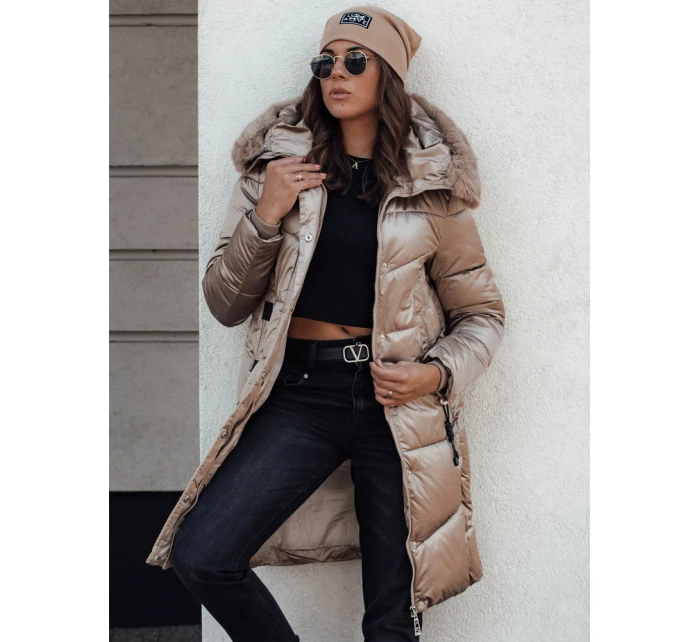 Dámská prošívaná zimní bunda s kapucí ULTRAWAY camel FashionStreet TY4643