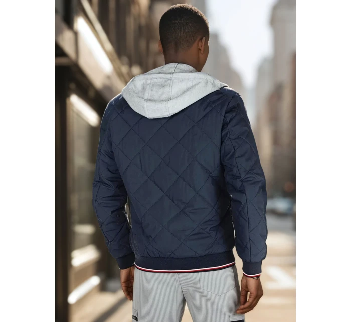 Pánská přechodná prošívaná bunda s kapucí modrá FashionStreet TX5012