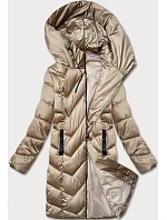Béžová dámská zimní prošívaná bunda model 21248145 - S'WEST Béžová dámská zimní prošívaná bunda model 21248145 - S'WEST