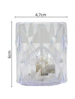 MINI DEKORATIVNÍ LAMPA 6 CM TRANSPARENTNÍ TEPLÁ BÍLÁ 1 LED