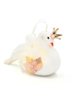 DEKORATIVNÍ ZÁVĚSNÁ CETKA LABUŤ 17CM PERLEŤOVÁ KŘÍDLA