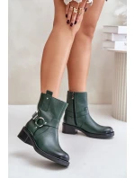 model 21677120 Kožené Boty Na Nízkém Podpatku Zateplené Tmavě Zelené - Zazoo model 21677120 Kožené Boty Na Nízkém Podpatku Zateplené Tmavě Zelené - Zazoo