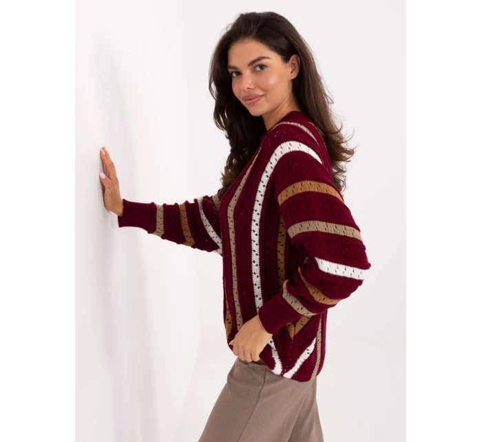 Sweter IT SW model 21393073 bordowy - FPrice Sweter IT SW model 21393073 bordowy - FPrice