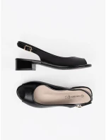 Zajímavé  sandály dámské černé na širokém podpatku