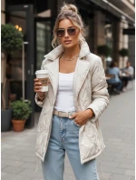 Dámská přechodná bunda s páskem světle béžová FashionStreet TY5587