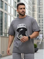 Pánská letní tepláková souprava s potiskem šedá FashionStreet AX0817