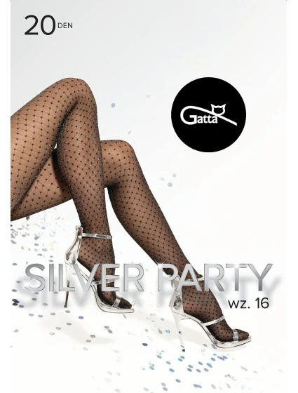 Punčocháče Silver Party model 22347872 Lurex 20 den 5XL - Gatta Punčocháče Silver Party model 22347872 Lurex 20 den 5XL - Gatta