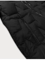 Černá dámská prošívaná bunda pro přechodné období s úpletovými stahovacími lemy Libland (LD-7775)