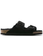 Dámské zateplené žabky s ovčí vlnou Arizona VL Black semišová kůže regular wide dámské model 20693883 - Birkenstock