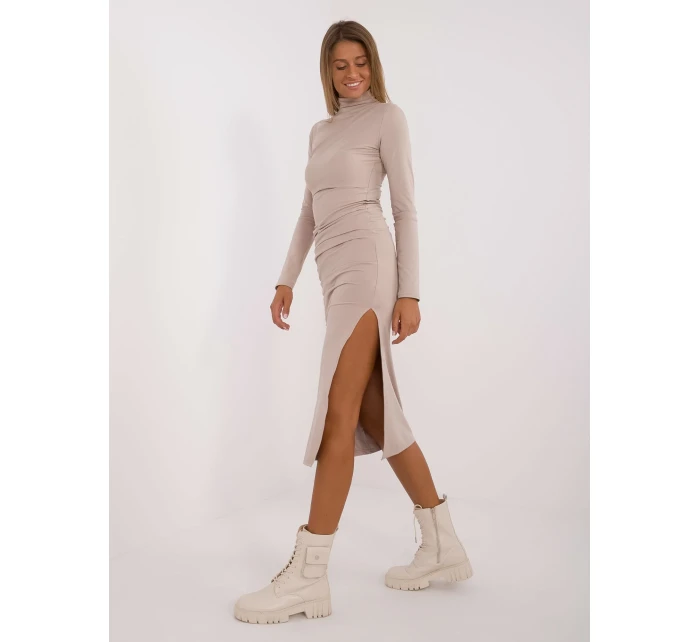 Sukienka LK SK model 20479822 beżowy - FPrice Sukienka LK SK model 20479822 beżowy - FPrice