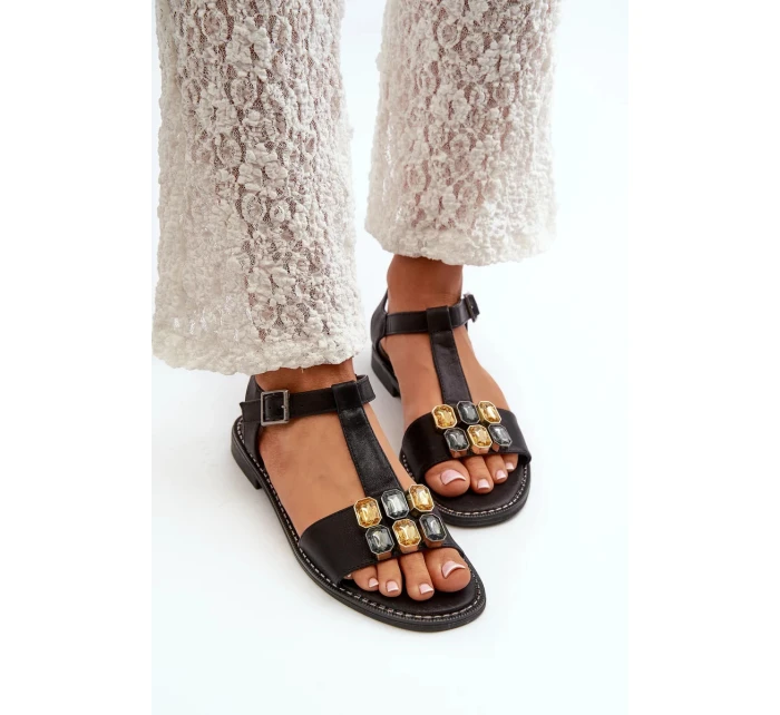 Elegantní dámské sandály s ozdobnými detaily S.Barski Černá Elegantní dámské sandály s ozdobnými detaily S.Barski Černá