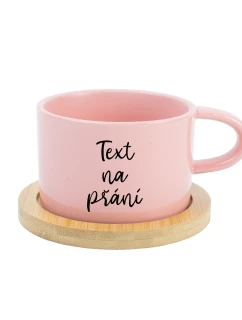 TEXT NA PŘÁNÍ - růžový keramický hrníček Makronka 200 ml