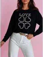 Dámský svetr s potiskem CLOVER black FashionStreet MY2300