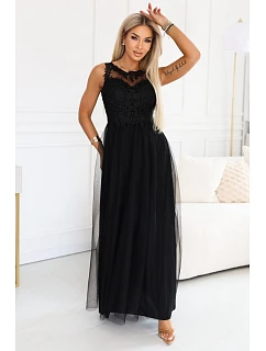 maxi šaty s krajkou a  černé model 22124239 - numoco basic