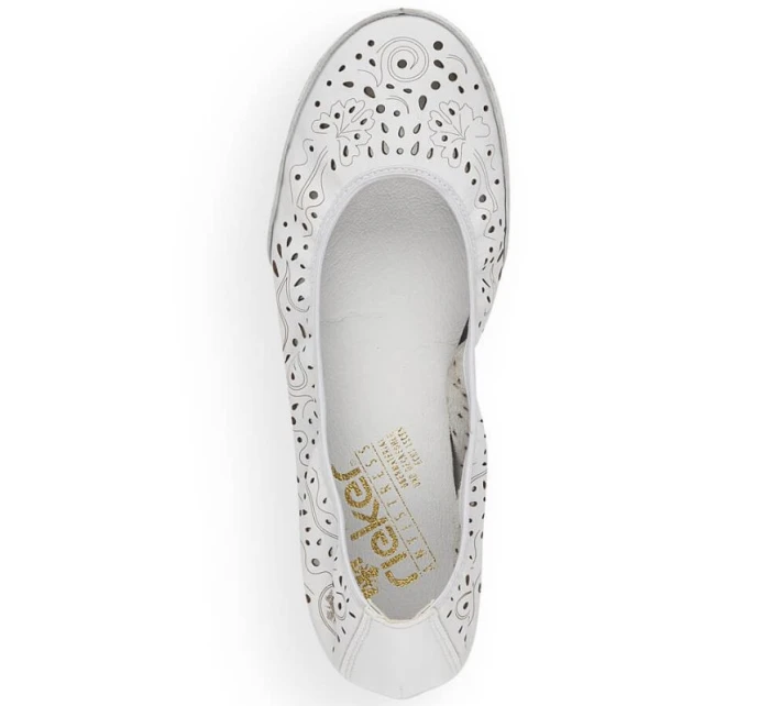 Kožená pohodlná polobotka W model 22033618 bílá - Rieker Kožená pohodlná polobotka W model 22033618 bílá - Rieker