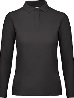 B&C ID.001 LSL /women Dámské piqué polo s dlouhým rukávem 01.0I13 black